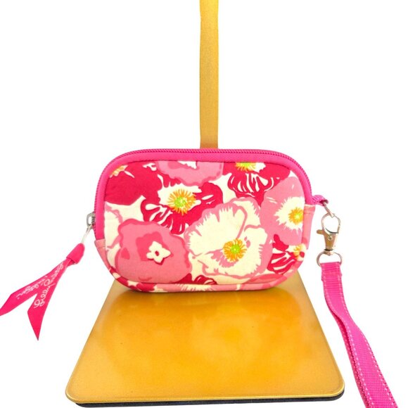 Lilly Pulitzer Pink Floral Garden Print Small Zip Around Pouch Mini Bag Wristlet - Picture 2 of 8